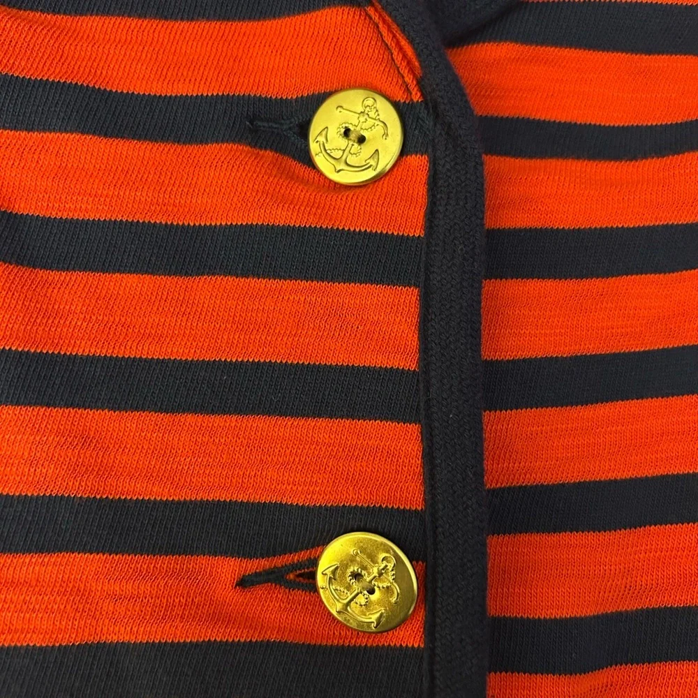 CAbi Au Revoir Yacht Club Red Blue Striped Nautical Blazer Gold Buttons XS‎